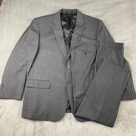 Kenneth Cole Suit 48 Regular Jacket Pants‎ Charcoal Gray Wool Blend Mens